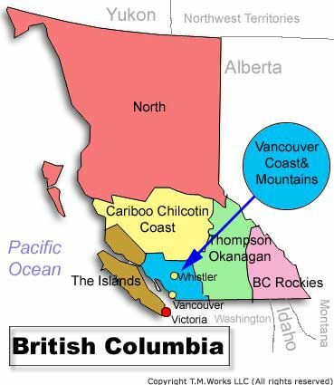 Map of British Columbia, Canada Bed & Breakfast Inns Travel Guide * Hotels * Accommodations * Lodging * Travel