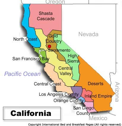 Map of California, United-States Bed & Breakfast Inns Travel Guide * Hotels * Accommodations * Lodging * Travel