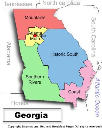 Map of Georgia, United-States Bed & Breakfast Inns Travel Guide * Hotels * Accommodations * Lodging * Travel
