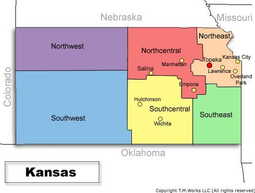 Map of Kansas, United-States Bed & Breakfast Inns Travel Guide * Hotels * Accommodations * Lodging * Travel