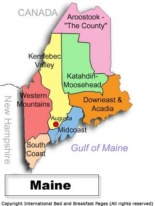 Map of Maine, United-States Bed & Breakfast Inns Travel Guide * Hotels * Accommodations * Lodging * Travel