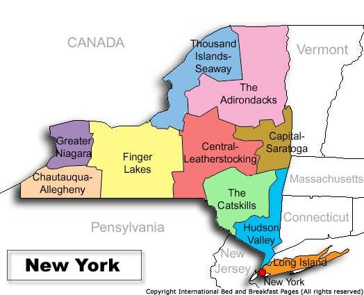 Map of New York, United-States Bed & Breakfast Inns Travel Guide * Hotels * Accommodations * Lodging * Travel