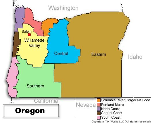 Map of Oregon, United-States Bed & Breakfast Inns Travel Guide * Hotels * Accommodations * Lodging * Travel