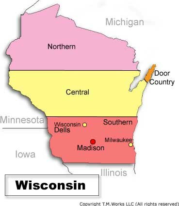 Map of Wisconsin, United-States Bed & Breakfast Inns Travel Guide * Hotels * Accommodations * Lodging * Travel